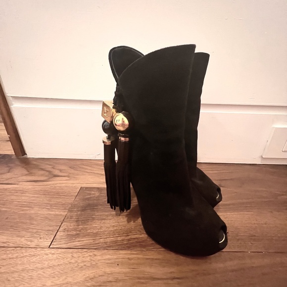 Rare LV High Heel Peep Toe Velvet Booties - Picture 1 of 3